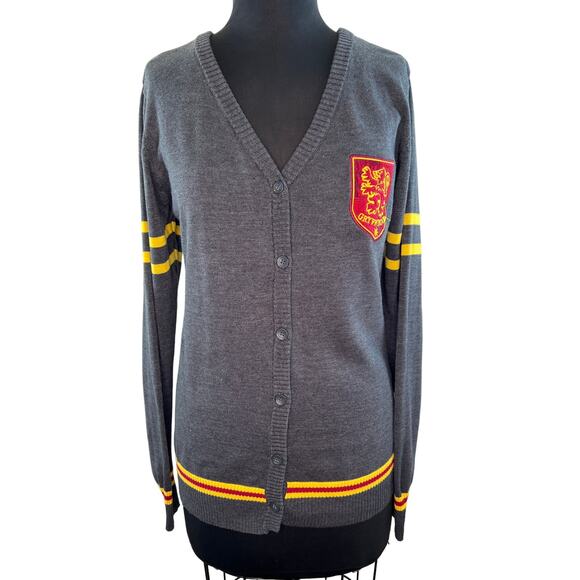 Harry Potter Sweaters - Harry Potter Gryffindor Gray Red Yellow Varsity Cardigan Sweater Size Small 7